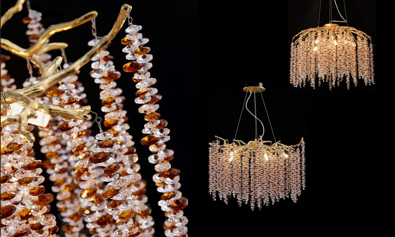 Crystal Tassel Brass Chandelier